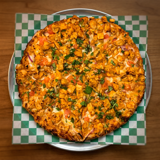Mighty Butter Chili Chicken Pizza.
